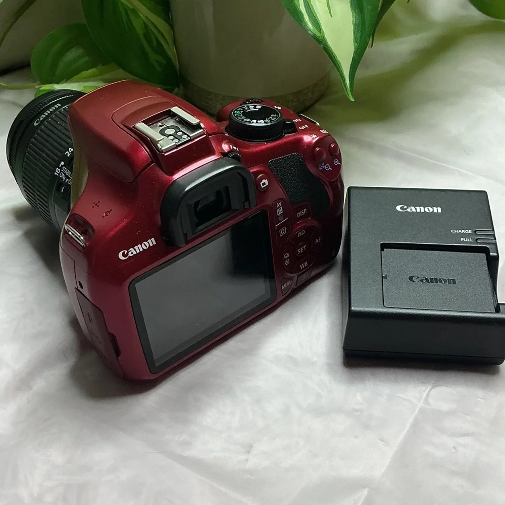 Canon Vibrant Red Digital Camera with Lens and Charger